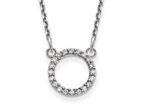 Rhodium Over 10k White Gold Diamond-Cut Cable Link Diamond Open Circle 18 Inch Necklace