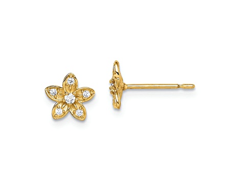 268649c01 14K Yellow Gold 6.8mm Textured Cubic Zirconia Flower Stud Earrings ...