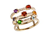 Multi-Color Multi-Gemstone 10k Yellow Gold Ring