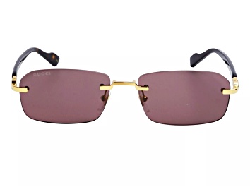 Picture of Gucci Gold Tone and Brown Havana Frame / Brown Lens Rectangular Sunglasses