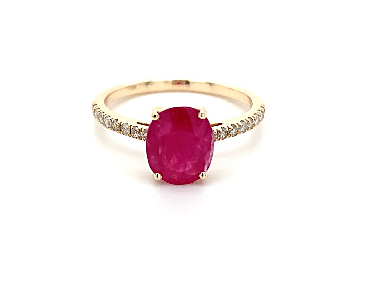 10K Yellow Gold Oval Ruby and Diamond Ring 2.12ctw