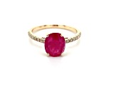 10K Yellow Gold Oval Ruby and Diamond Ring 2.12ctw