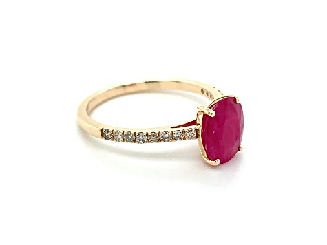 10K Yellow Gold Oval Ruby and Diamond Ring 2.12ctw