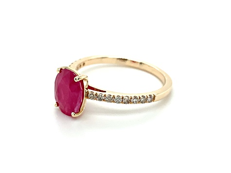 10K Yellow Gold Oval Ruby and Diamond Ring 2.12ctw