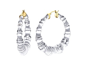 14K Yellow Gold Over Sterling Silver Bamboo Lucite Hoops in Clear