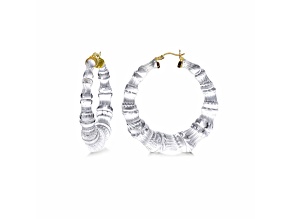 14K Yellow Gold Over Sterling Silver Bamboo Acrylic Hoops in Clear