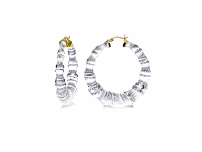 14K Yellow Gold Over Sterling Silver Bamboo Lucite Hoops in Clear