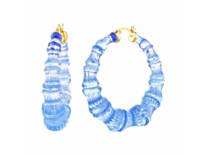 14K Yellow Gold Over Sterling Silver Bamboo Lucite Hoops in Blueberry