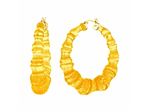 14K Yellow Gold Over Sterling Silver Bamboo Lucite Hoops in Honey