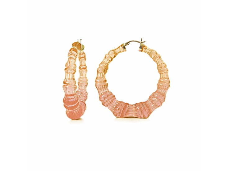 14K Yellow Gold Over Sterling Silver Bamboo Acrylic Hoops in Autumn Leaves