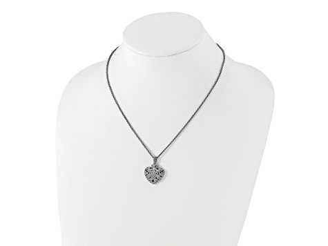 Sterling Silver Antiqued with 14K Accent Diamond Vintage Necklace