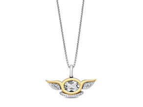 Star Wars™ Fine Jewelry Grogu™ Prasiolite & Diamond Rhodium Over Silver & 10k Gold Pendant 1.45ctw