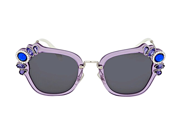 Miu Miu Lilac and Silver Frame / Gray Lenses Sunglasses - 1C34SA | JTV