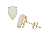 Pear Lab Created Opal 10K Yellow Gold Earrings 3.00ctw