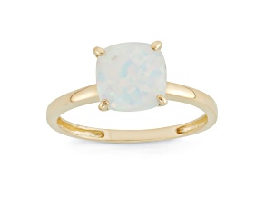 White Lab Created Opal 10K Yellow Gold Ring 1.05ct