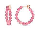 4.63ctw Pink Tourmaline Beaded Hoop Earrings in 18K Rose Gold Over Sterling Silver