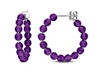 4.0ctw Amethyst Beaded Hoop Earrings in Sterling Silver