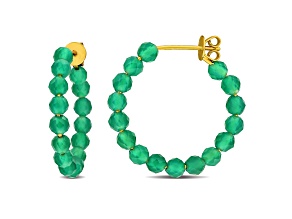 5.0ctw Green Onyx Beaded Hoop Earrings in 18K Yellow Gold Over Sterling Silver
