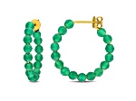 5.0ctw Green Onyx Beaded Hoop Earrings in 18K Yellow Gold Over Sterling Silver