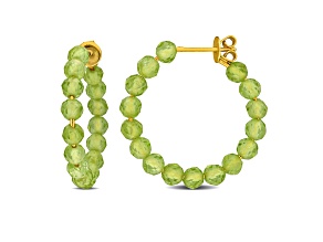 5.0ctw Peridot Beaded Hoop Earrings in 18K Yellow Gold Over Sterling Silver