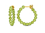 5.0ctw Peridot Beaded Hoop Earrings in 18K Yellow Gold Over Sterling Silver