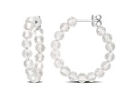 4.0ctw White Topaz Beaded Hoop Earrings in Sterling Silver