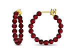 3.80ctw Garnet Beaded Hoop Earrings in 18K Yellow Gold Over Sterling Silver