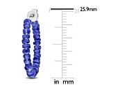 1.38ctw Blue Sapphire Beaded Hoop Earrings in Sterling Silver