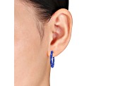 1.38ctw Blue Sapphire Beaded Hoop Earrings in Sterling Silver