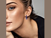1.38ctw Blue Sapphire Beaded Hoop Earrings in Sterling Silver