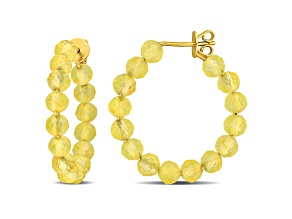 2.88ctw Citrine Beaded Hoop Earrings in 18K Yellow Gold Over Sterling Silver