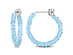 2.88ctw Sky Blue Topaz Beaded Hoop Earrings in Sterling Silver