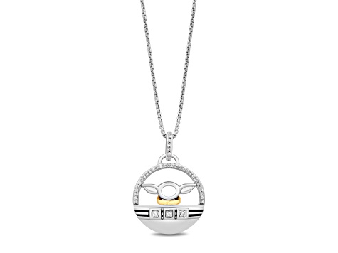 Star Wars™ Fine Jewelry Grogu™ White Diamond Rhodium Over Silver With 10k Yellow Gold Pendant .10ctw