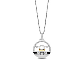 Star Wars™ Fine Jewelry Grogu™ White Diamond Rhodium Over Silver With 10k Yellow Gold Pendant .10ctw