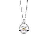 Star Wars™ Fine Jewelry Grogu™ White Diamond Rhodium Over Silver With 10k Yellow Gold Pendant .10ctw