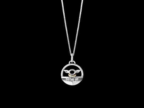 Star Wars™ Fine Jewelry Grogu™ White Diamond Rhodium Over Silver With 10k Yellow Gold Pendant .10ctw