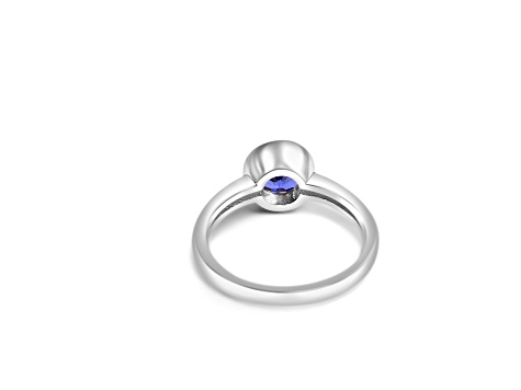7mm Round Tanzanite Rhodium Over Sterling Silver Ring, 1.33ctw