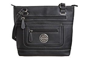Stone Mountain Mountain Ridge Textured Pebble Grain Faux Leather Tote in Black