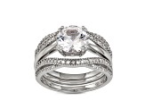 Lab Created White Sapphire Sterling Silver Bridal Ring Set 2.61ctw
