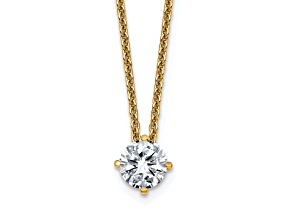 14K Yellow Gold 1/2 ct. 5.0mm Round G H I True Light Moissanite Pendant with Chain