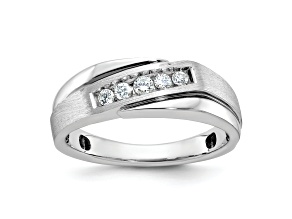 Rhodium Over 10K White Gold with Black Rhodium Men's Polished and Satin A Diamond Ring 0.25ctw