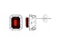 8x6mm Emerald Cut Garnet And White Topaz Accent Rhodium Over Sterling Silver Halo Stud Earrings