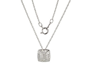 White Diamond Rhodium Over Sterling Silver Slide Pendant With 18" Rope Chain 0.10ctw