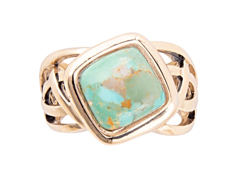 Barse Jewelry Blue Turquoise Gold Tone Cut Out Ring