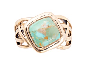 Barse Jewelry Blue Turquoise Gold Tone Cut Out Ring