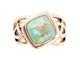 Barse Jewelry Blue Turquoise Gold Tone Cut Out Ring