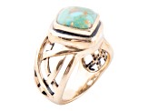 Barse Jewelry Blue Turquoise Gold Tone Cut Out Ring