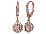 Morganite Simulant 14K Rose Gold Over Sterling Silver Dangle Earrings 2.42ctw