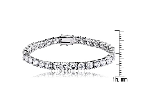 Clear Cubic Zirconia, Rhodium Plated over Brass 4mm Tennis Bracelet