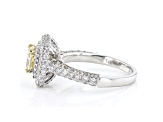 Yellow And White Lab-Grown Diamond 14kt White Gold Halo Ring 2.50ctw